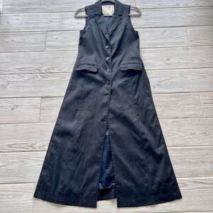 Cartonnier Womens Black Sleeveless Button-Up Midi Vest Dress‎ Size 2